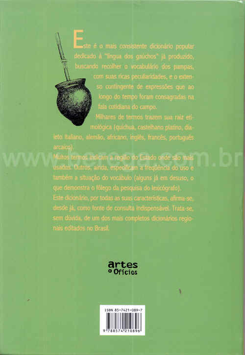 CONTRACAPA livro Dicionário Gaúcho Brasileiro - 2003