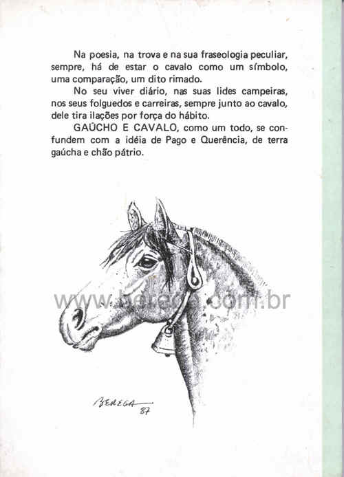 Contra Capa Livro Dicionário Gaúcho do Cavalo - 1987