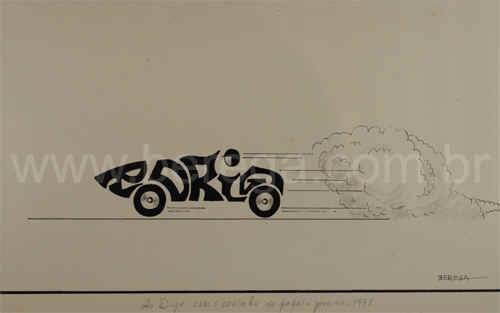 Carro de corrida feito de letras "Rodrigo" - 1978