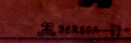 detalhe da assinatura de Berega em pirogravura - 1976